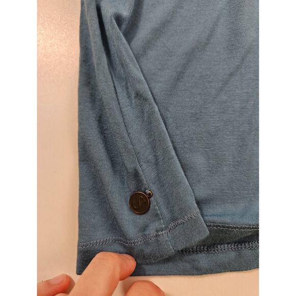 Soft surroundings mock turtle neck long sleeve blue medium pullover soft stretch - Picture 5 of 7